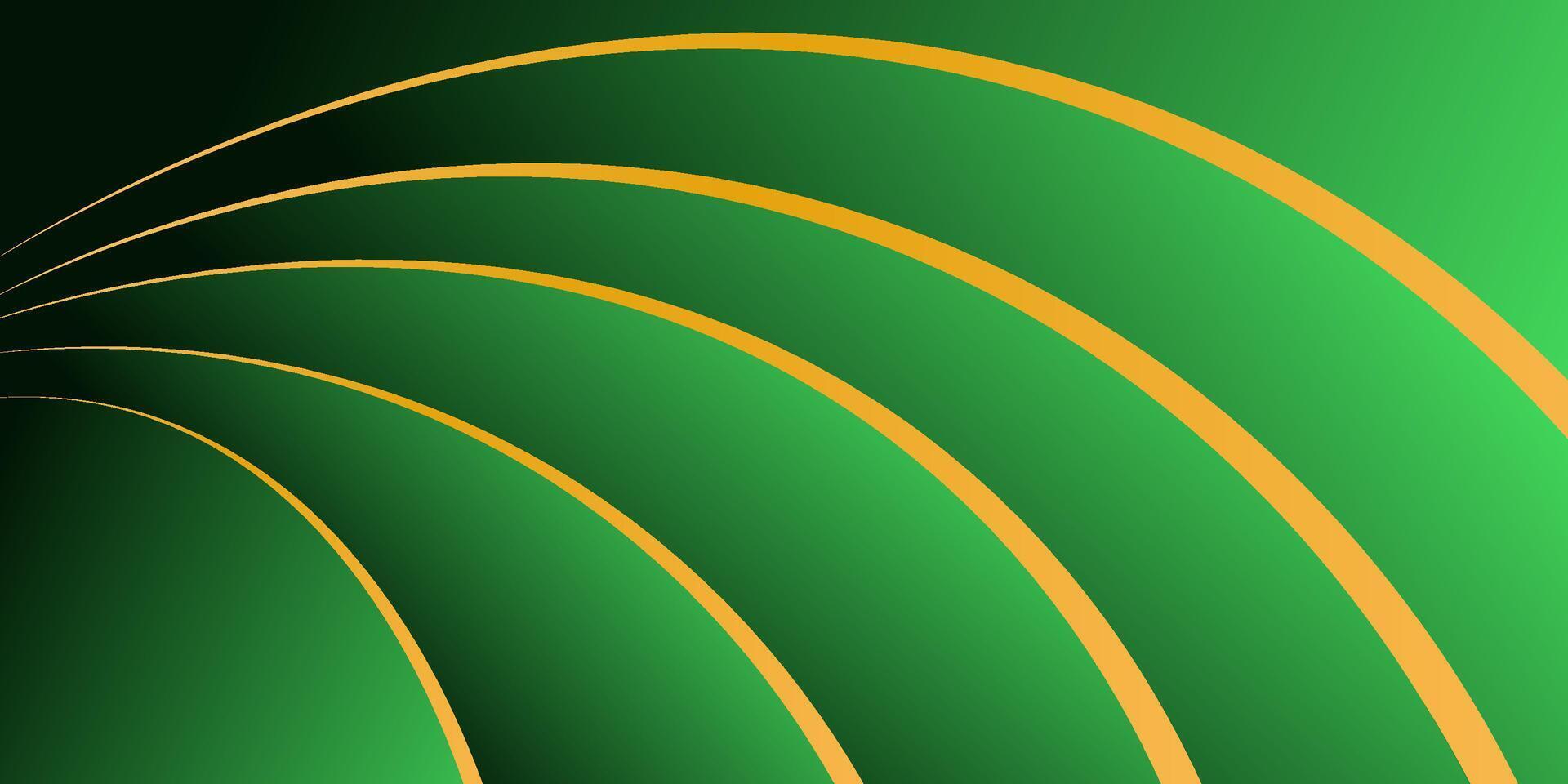 Abstract green curved pattern background. Simple gold curved line liquid banner background. Eps10 vector