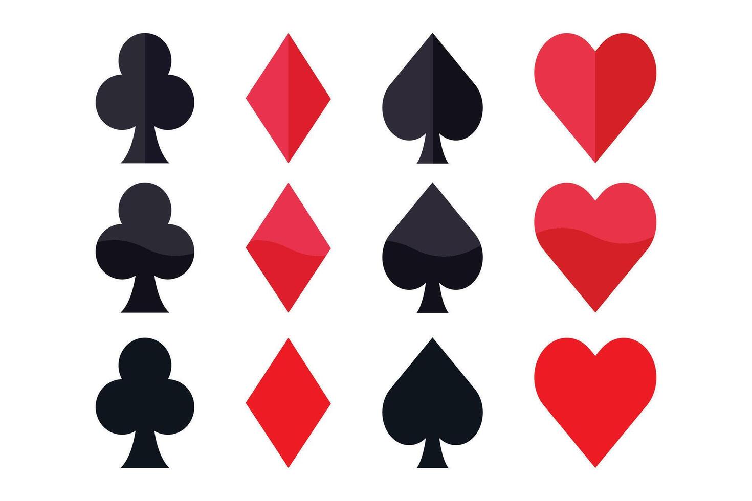 Colorful Flat Icons of Standard Playing Card Suits. vector