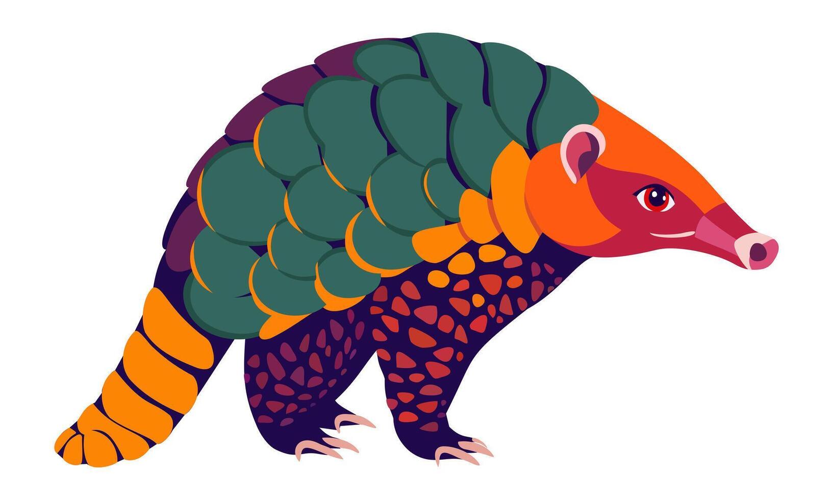 Bright cute pangolin. Decorative isolated illustration vector