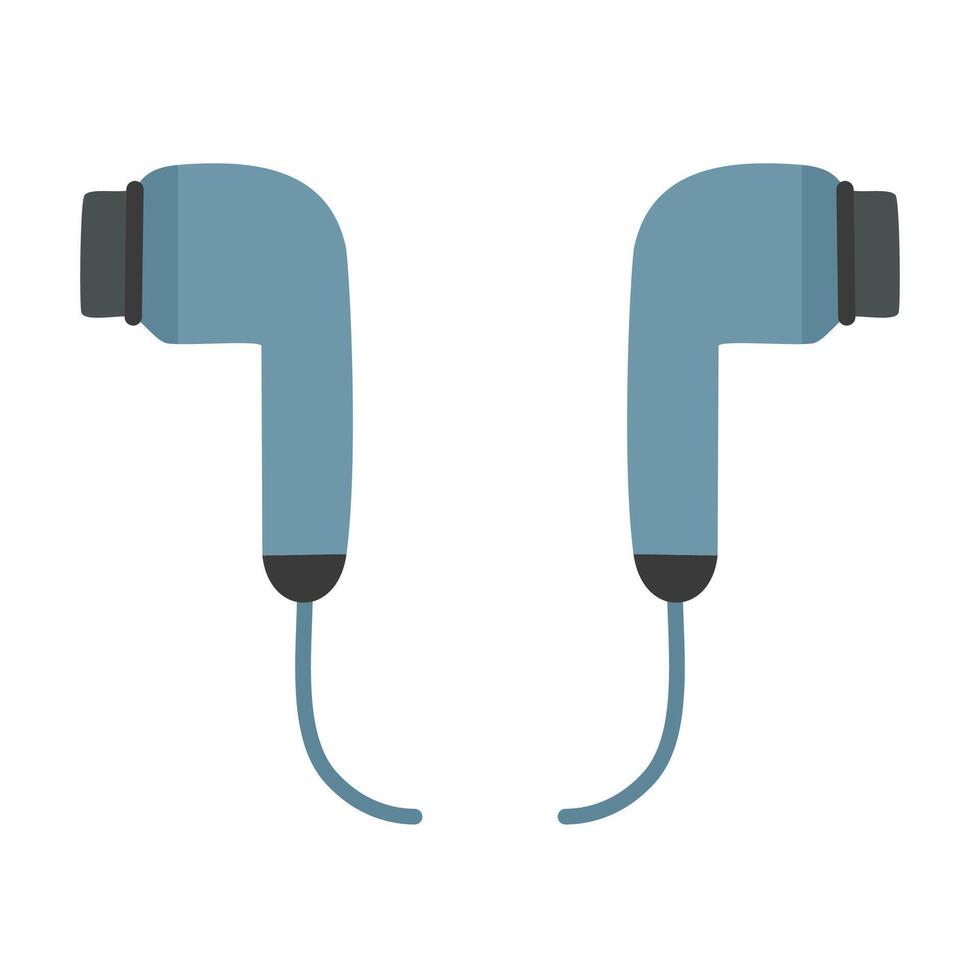 Blue wireless headphones icon. Flat illustration of wireless earphones icon for web design. vector