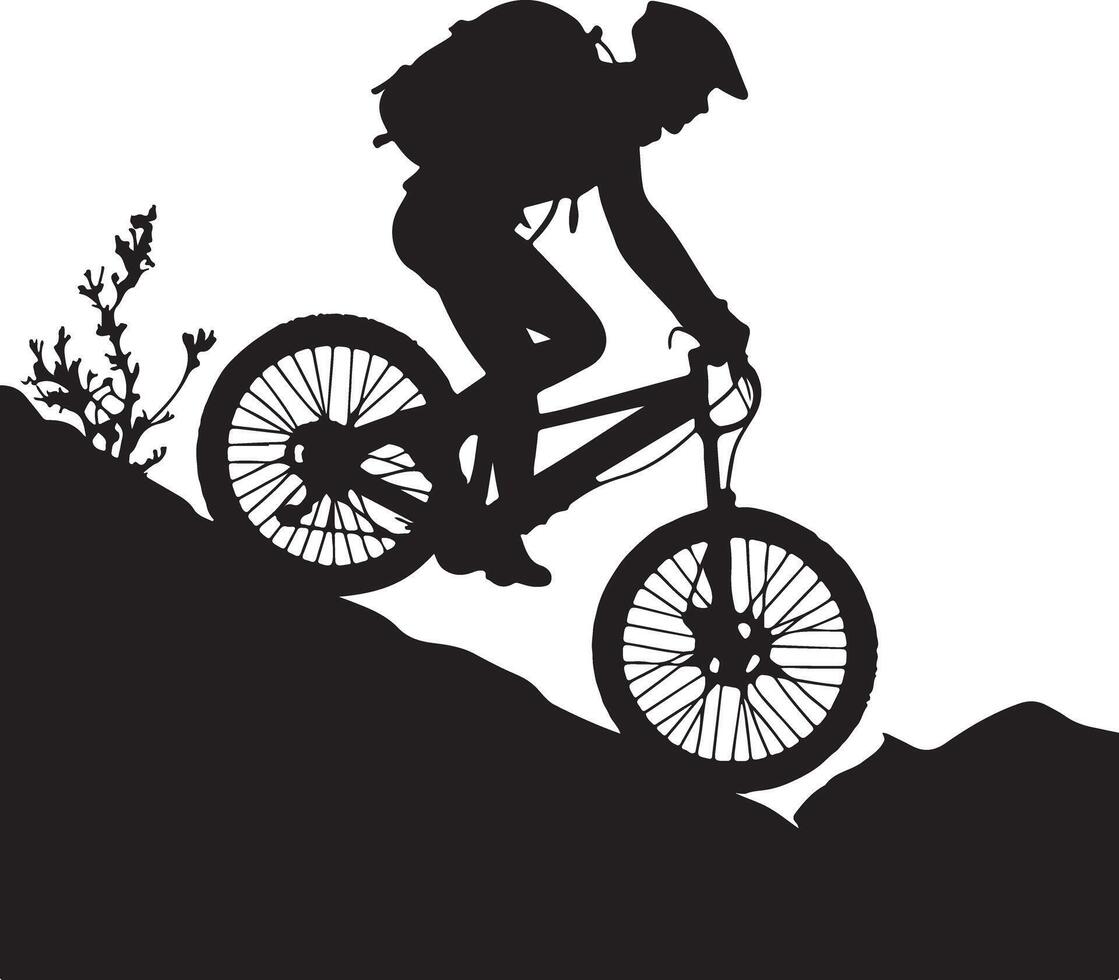 Trail Ride with Mountain Biker Silhouette vector