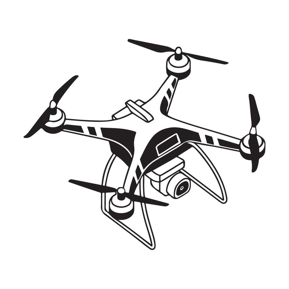Drone Aircraft Silhouette Art Template vector