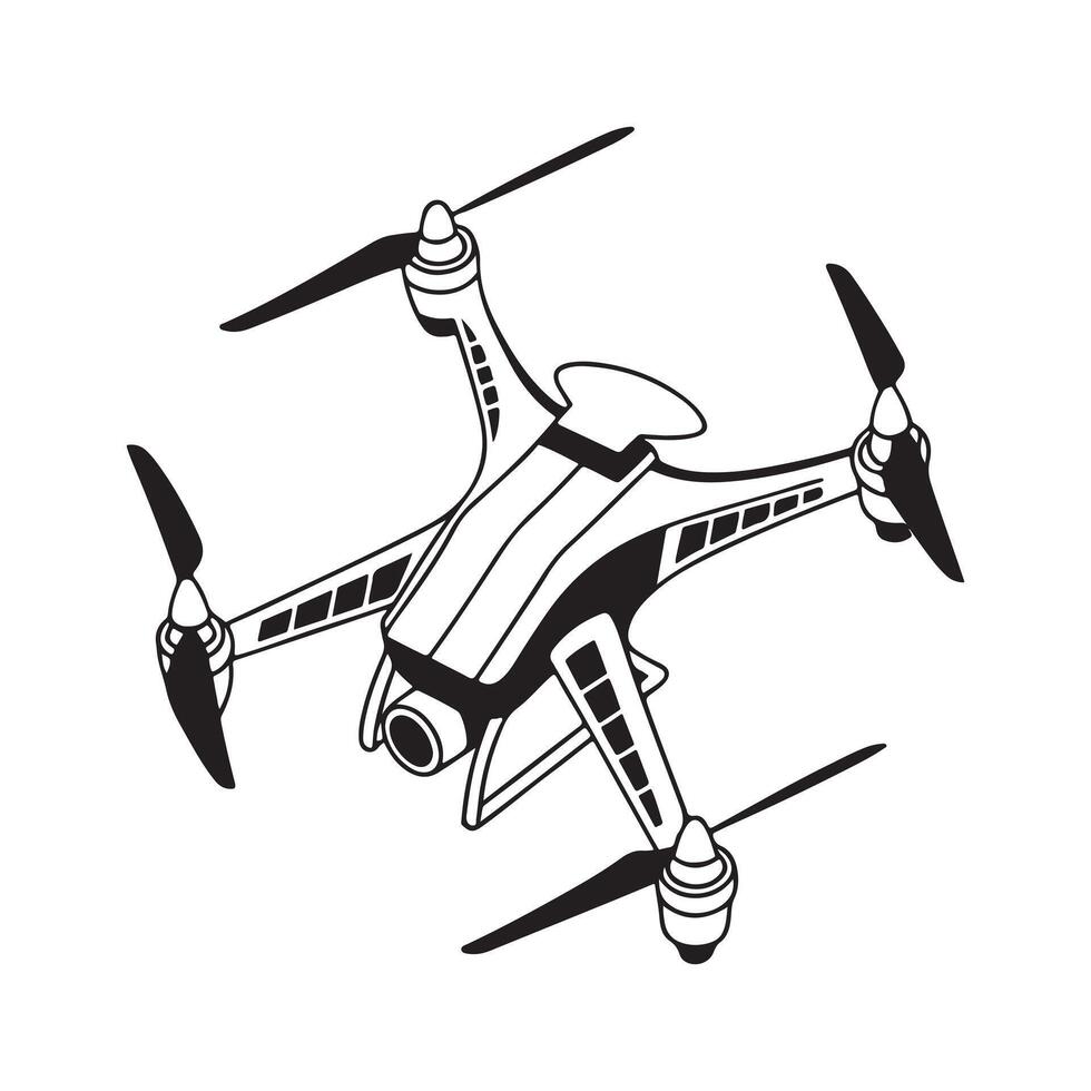 Flying Drone Silhouette Icon Image vector
