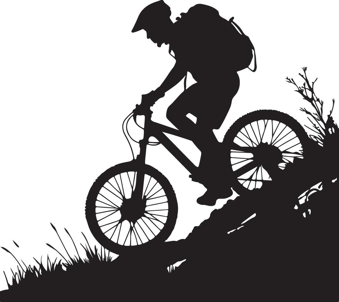 Mountain Cycling Adventure Silhouette Design vector