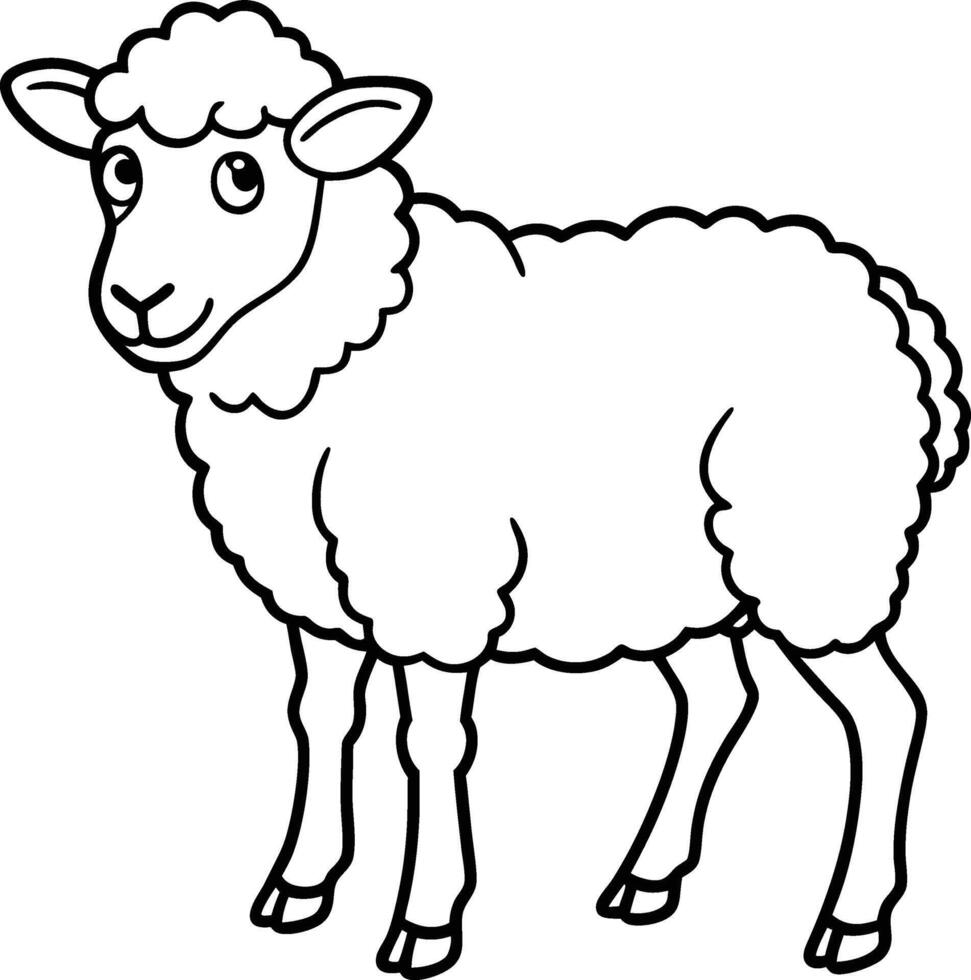 Cartoon Sheep Clipart Fluffy Wool Farm Animal Design. vector