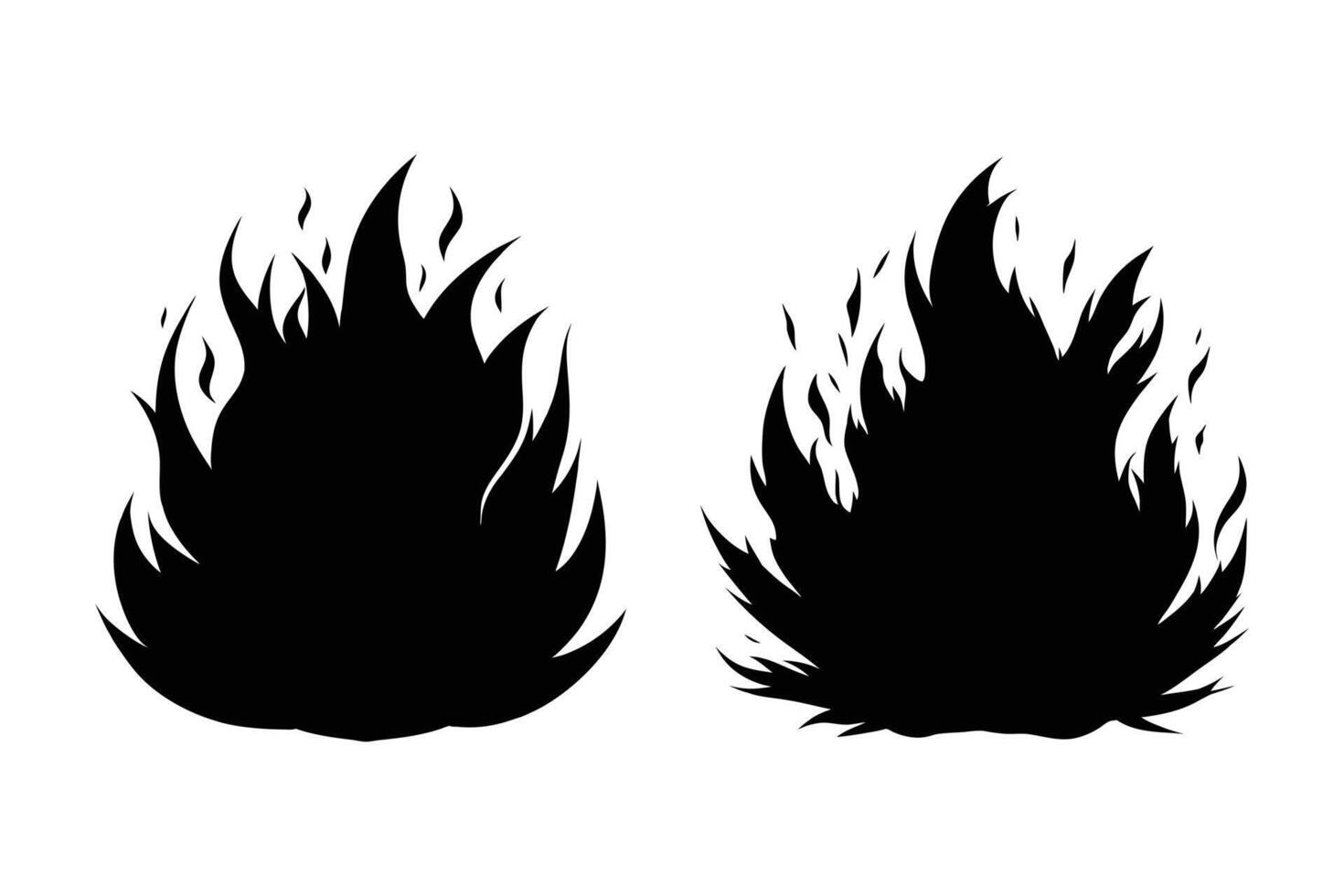 Black Campfire and Flame Collection Fire Icon. vector