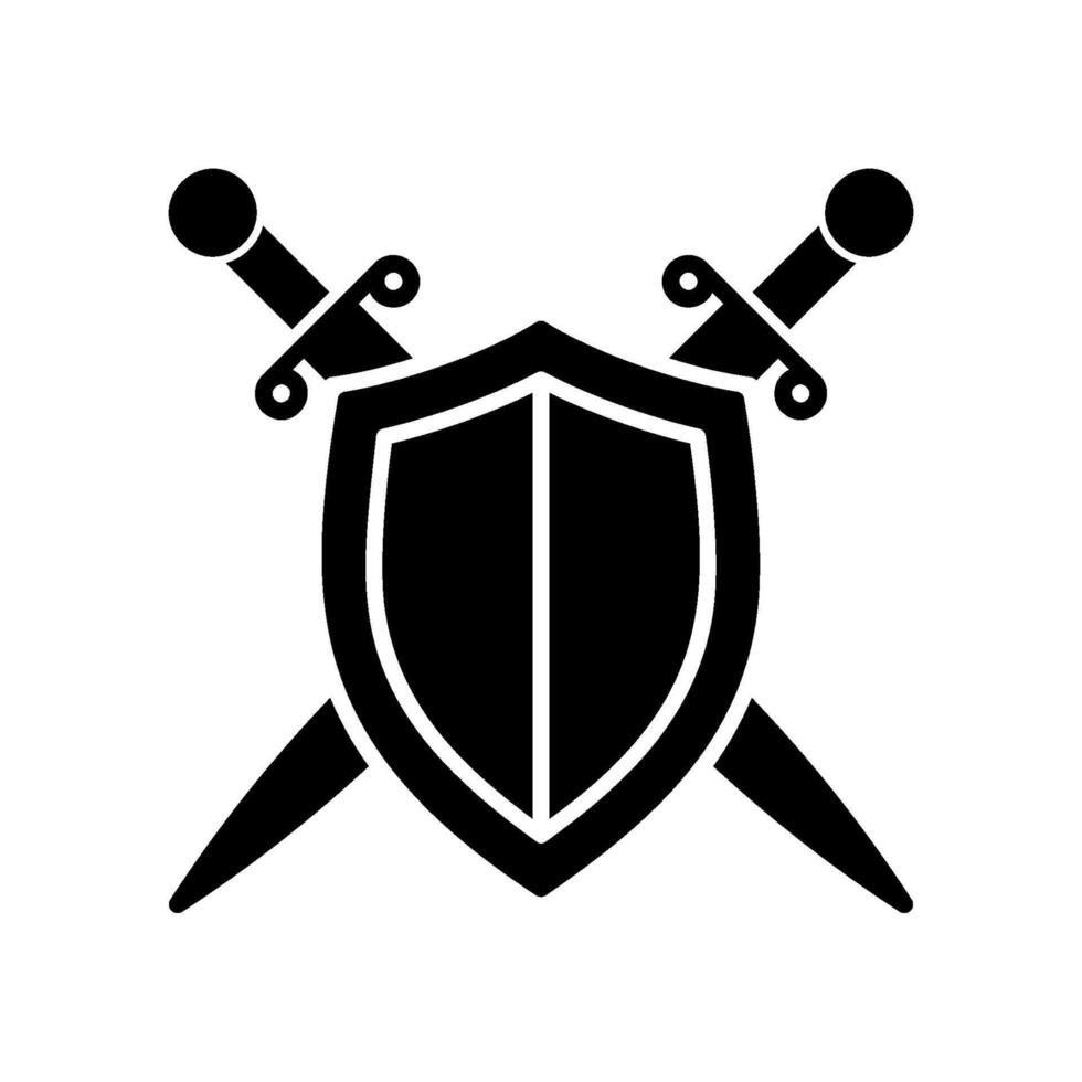 Shield and sword icon for defense vector