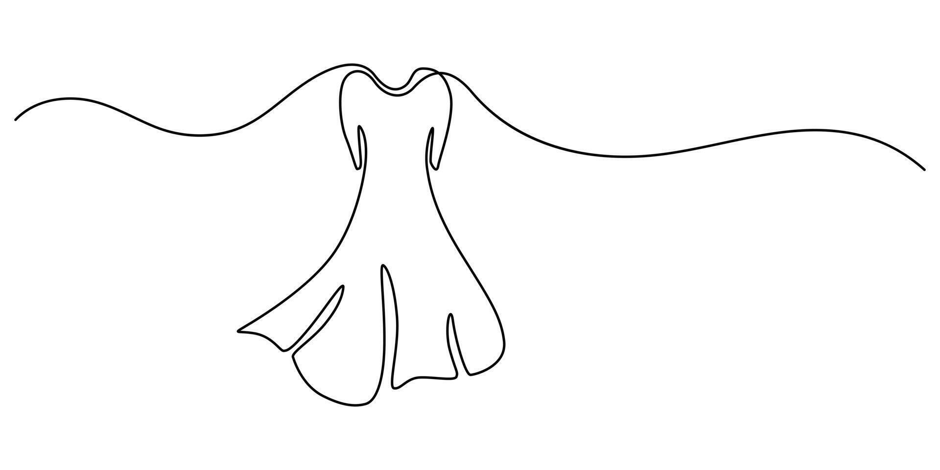 Continuous one single line drawing Clothes on a hanger in the store Clean clothes on a hanger - concept vector