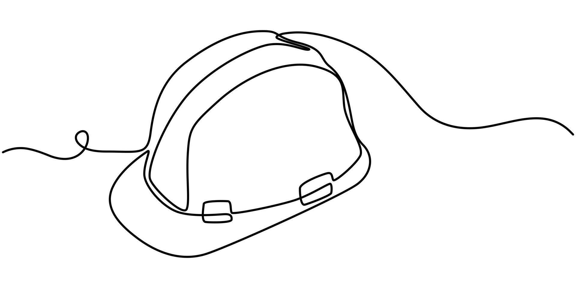 Safety helmet hardhat continuous one line drawing illustration vector