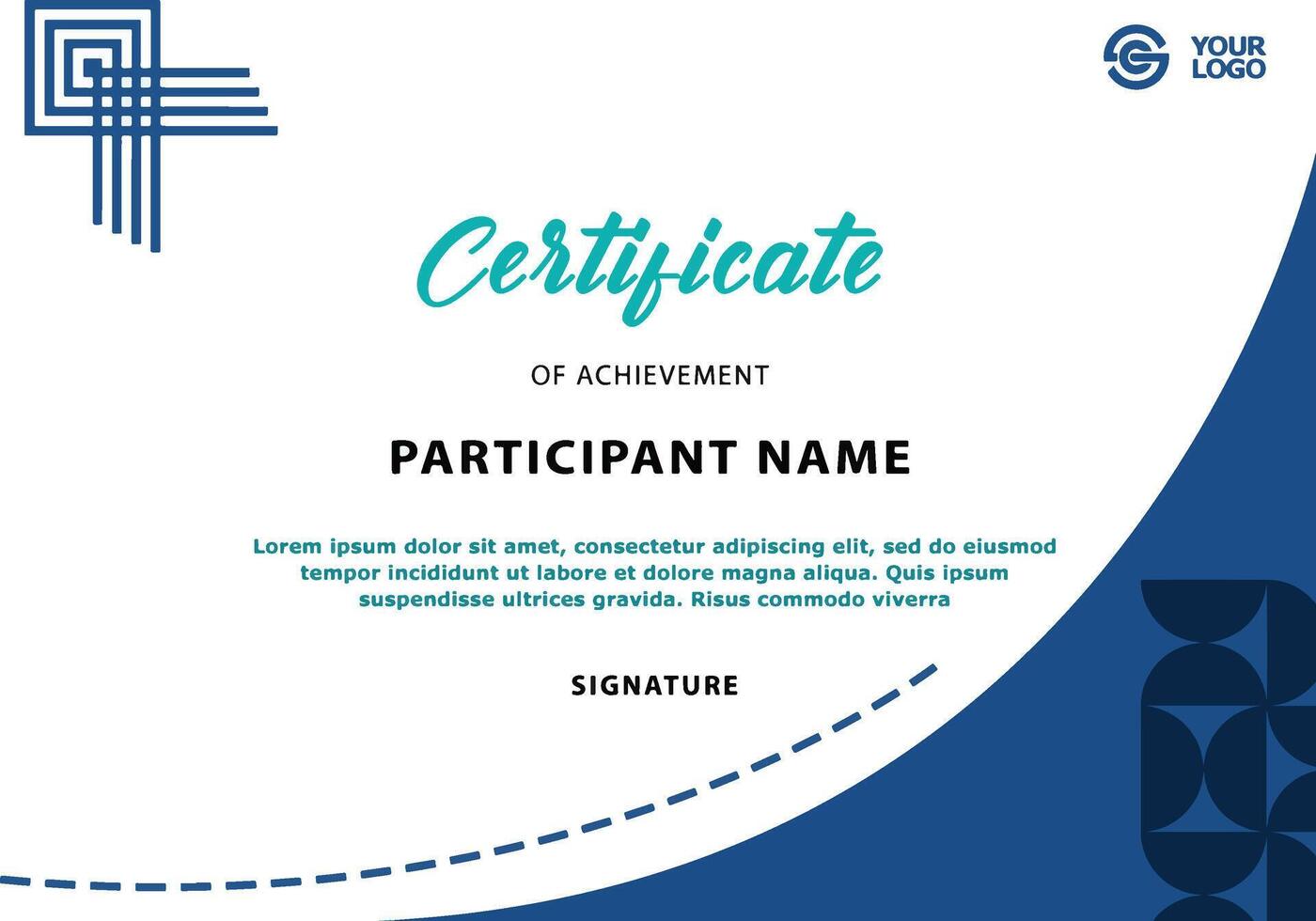 Certificate blue collor modern design editable eps vector