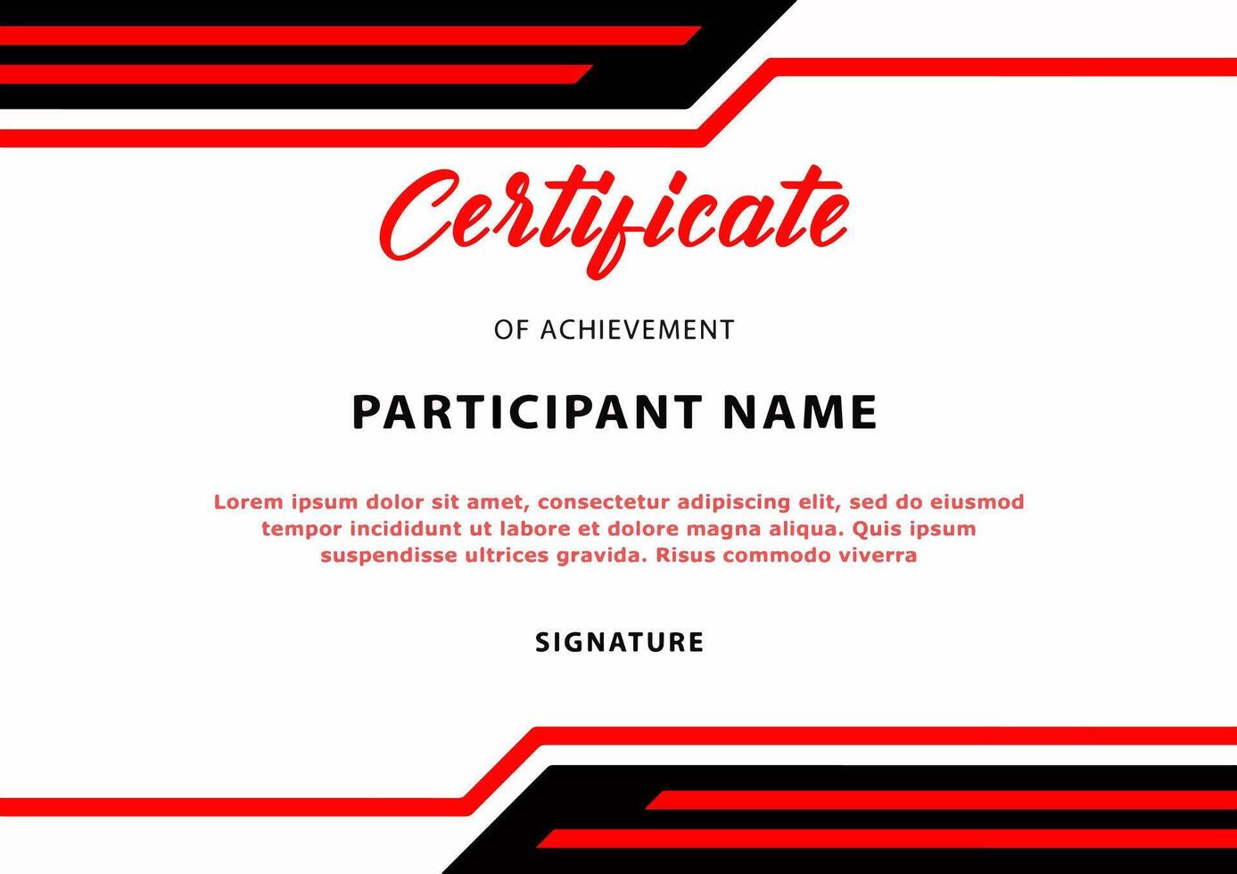 Certificate black and red modern design editable eps file vector