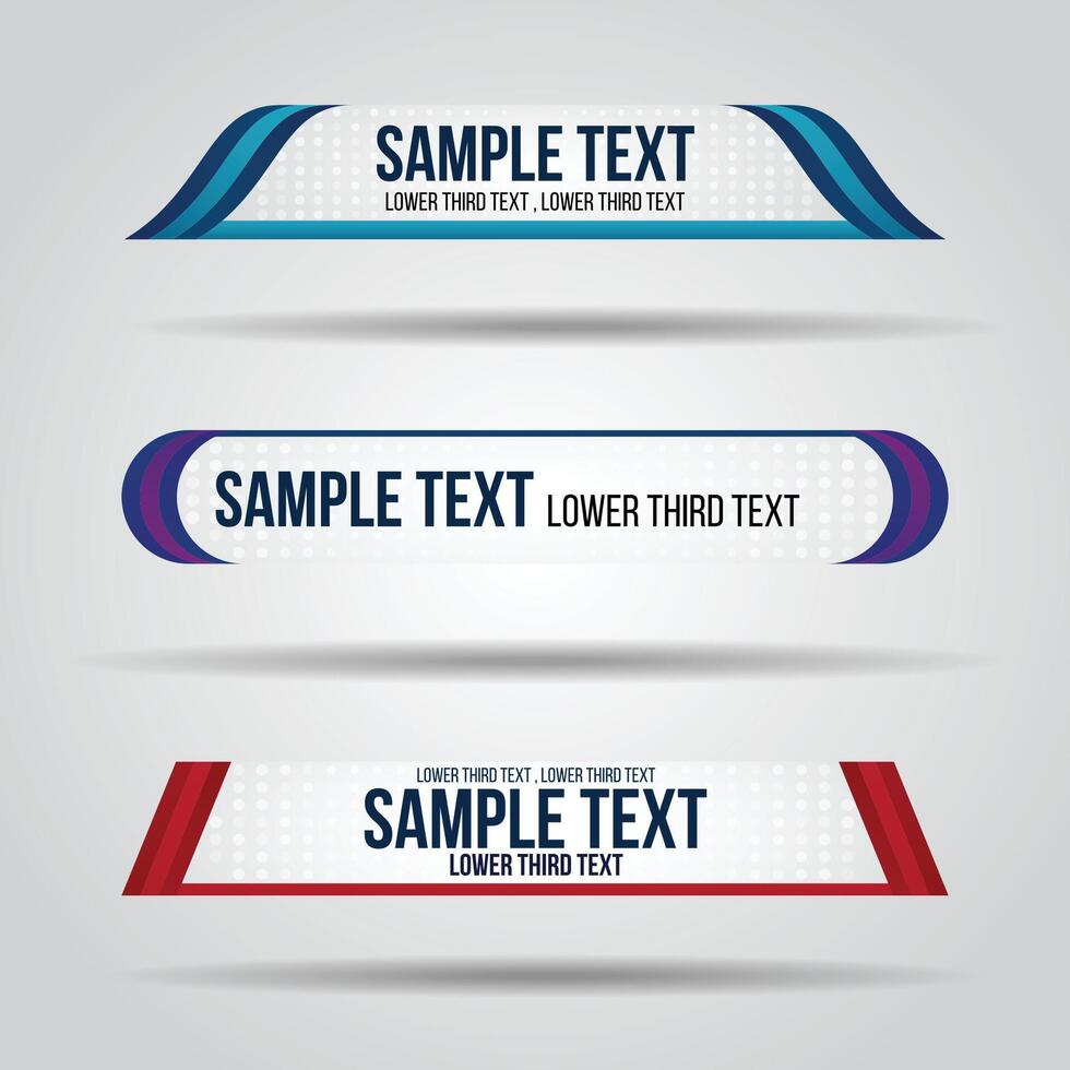 Lower third white and colorful design template modern contemporary. Set of banners bar screen broadcast bar name. Collection of lower third for editing on background. vector