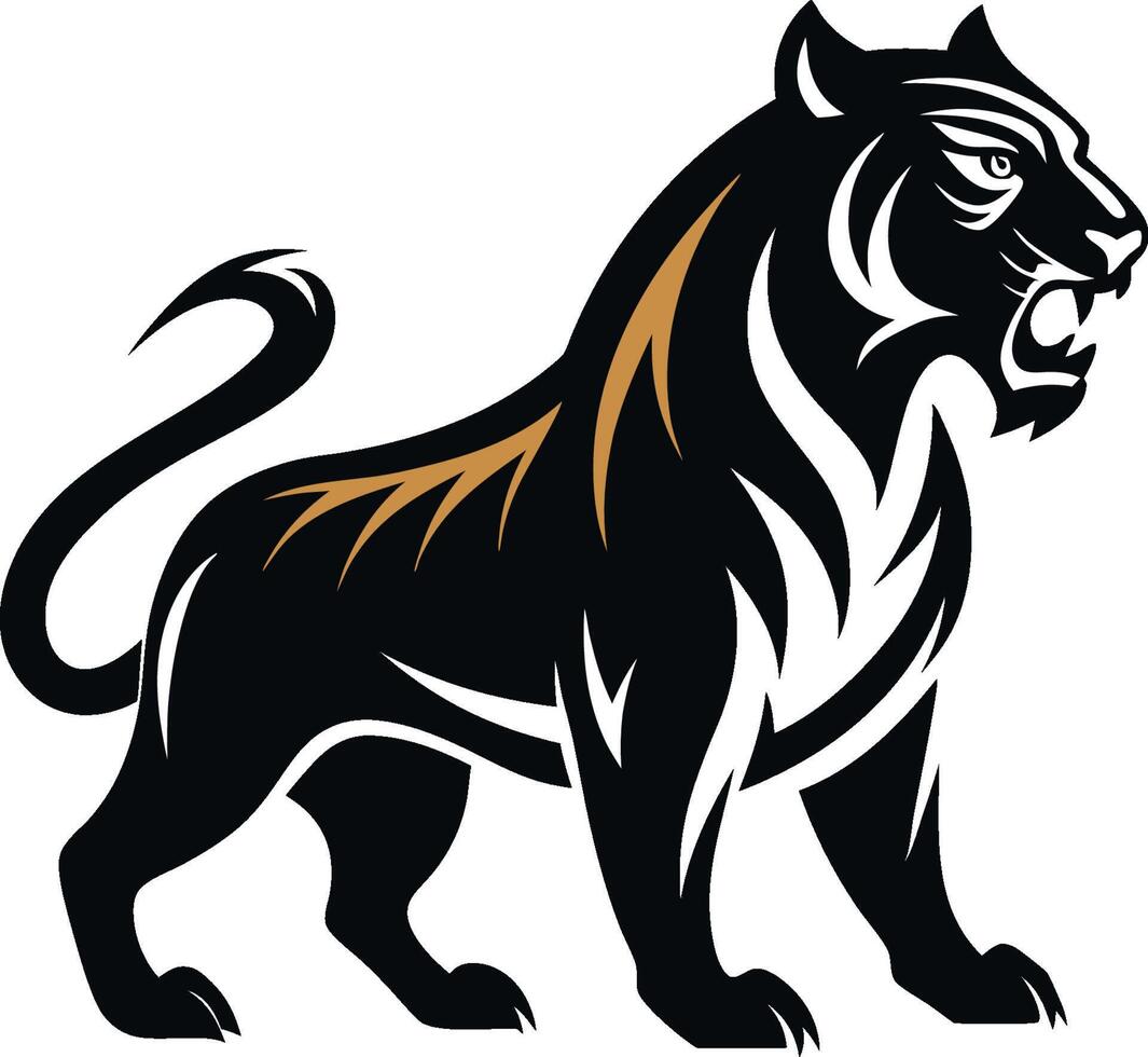 A black and orange tiger standing on its hind legs vector