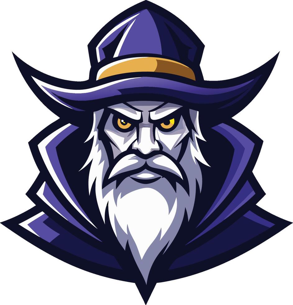 The wizard mascot head with a hat and beard vector