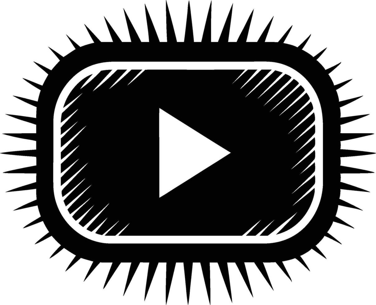 A black and white play button vector