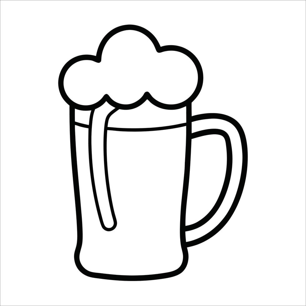 Glass mug filled with beer drawn in continuous line art style ideal for pub logos brewing company branding festive events and artistic beverage illustrations vector
