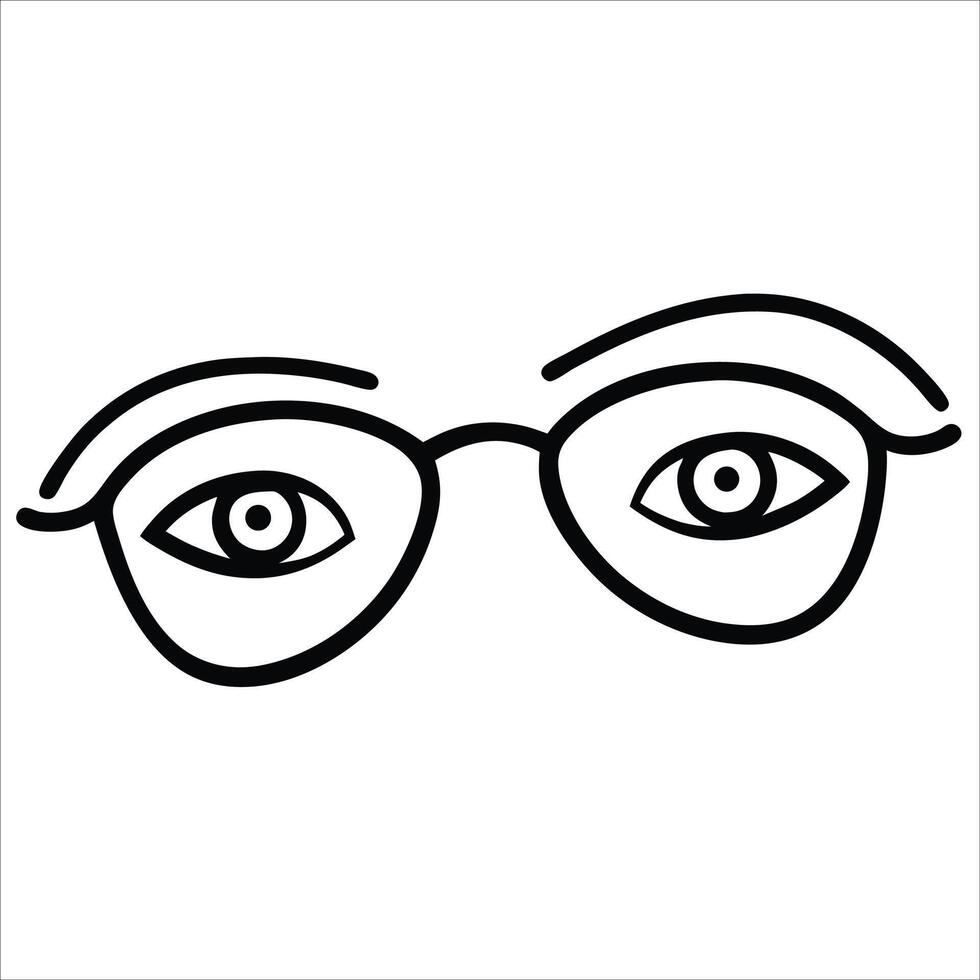 Minimalist abstract continuous line drawing of glasses with expressive human eyes for modern surreal artwork fashion design prints mental health and contemporary decor vector