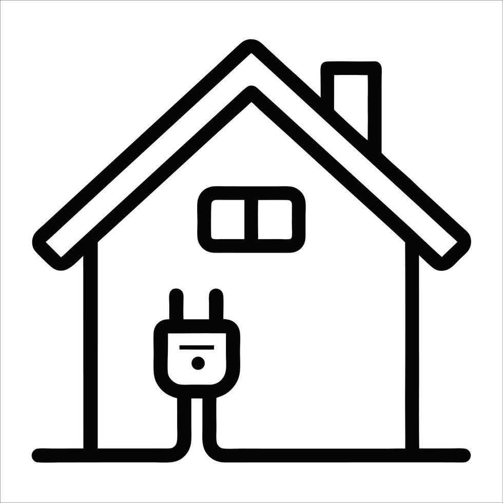 minimalist house electrification icon illustrating power connected home smart energy system modern electricity flow and utility concept in simple line art style vector