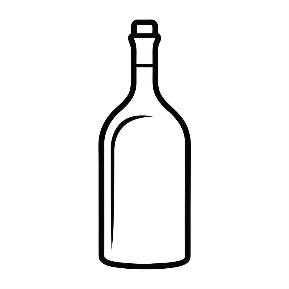 Artistic glass bottle of wine illustrated in a minimalist continuous line art drawing style perfect for wine tasting events elegant packaging and dining decor themes vector