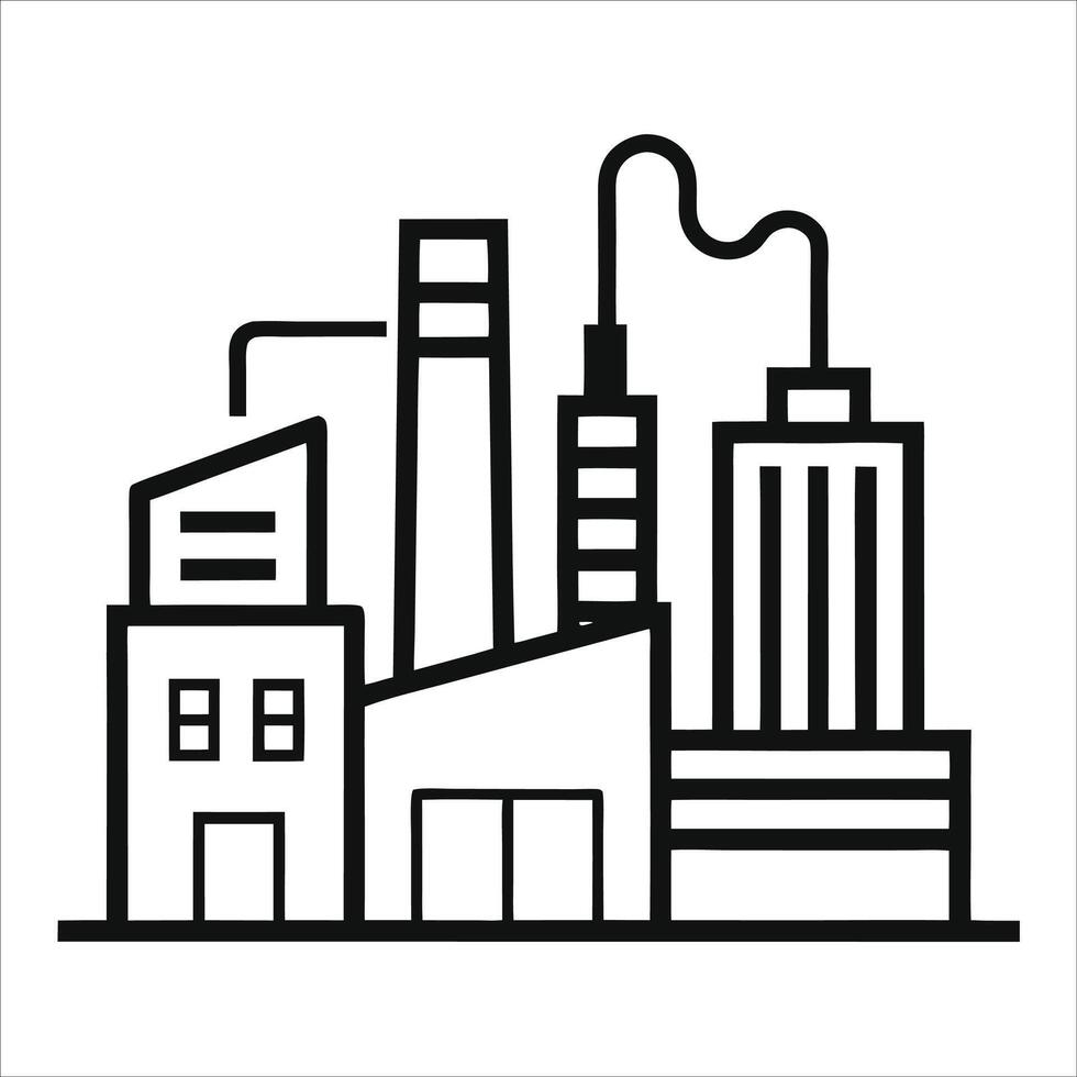 Industrial plant in continuous line art drawing, offering a modern and artistic representation of an industrial complex in continuous lines vector
