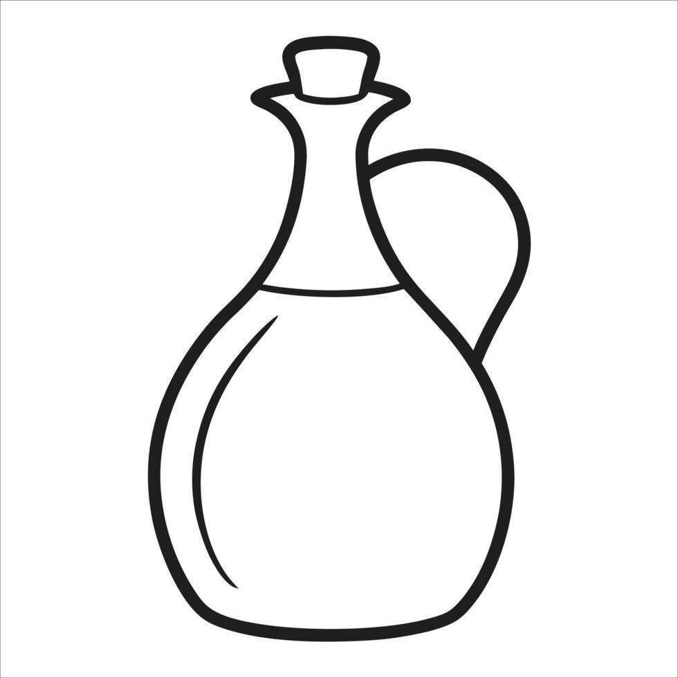 Stylized glass bottle jug for olive oil drawn in continuous line art style ideal for gourmet food branding kitchen decor and minimalist illustration collections vector