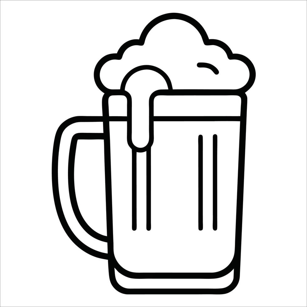 Minimalist glass beer mug depicted in continuous line art drawing style great for bar decor brewery themes Oktoberfest posters and craft beer label illustrations vector