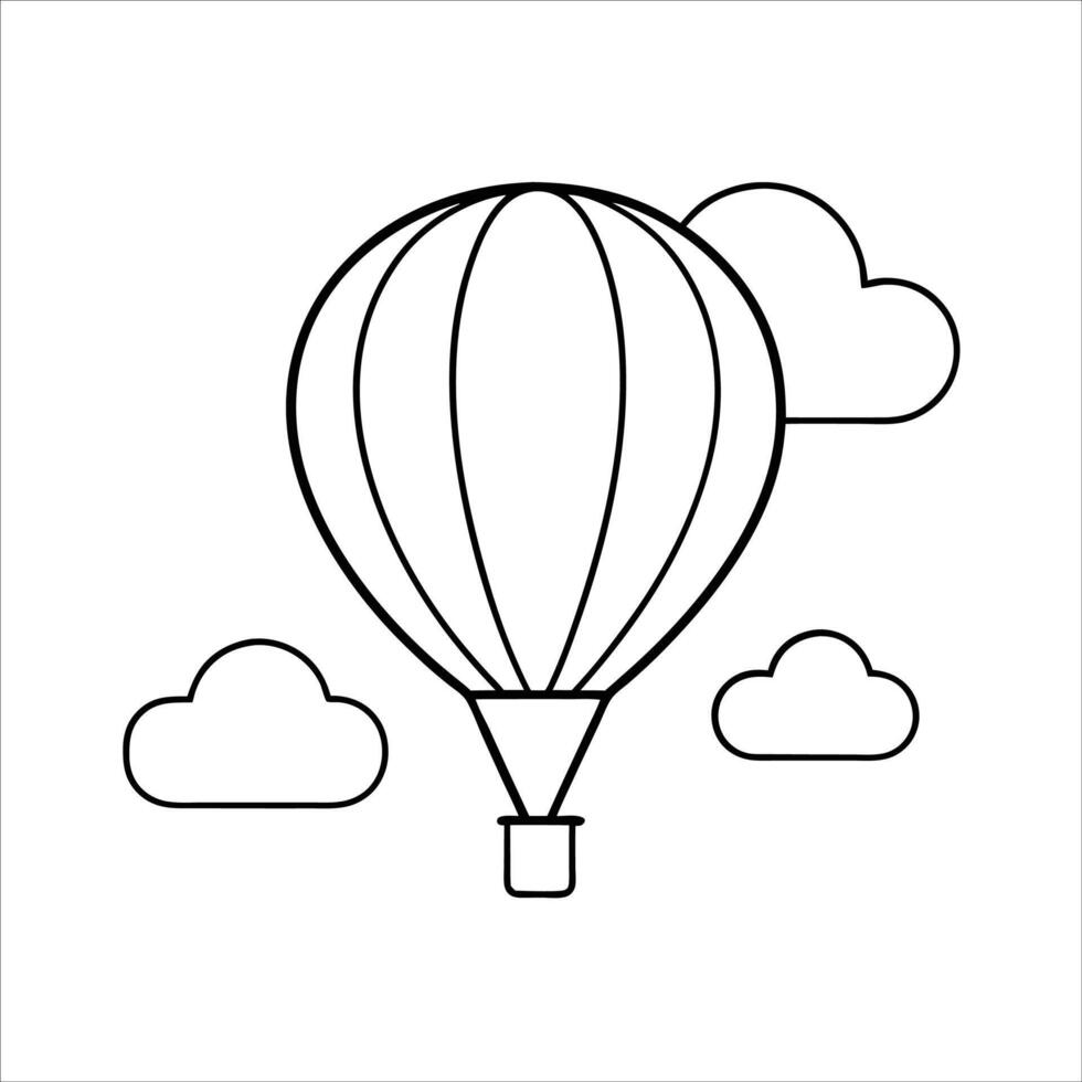 hot air balloon drifting high above in the sky among fluffy clouds representing calm exploration peaceful travel freedom and dreamy adventure in minimalist style drawing vector