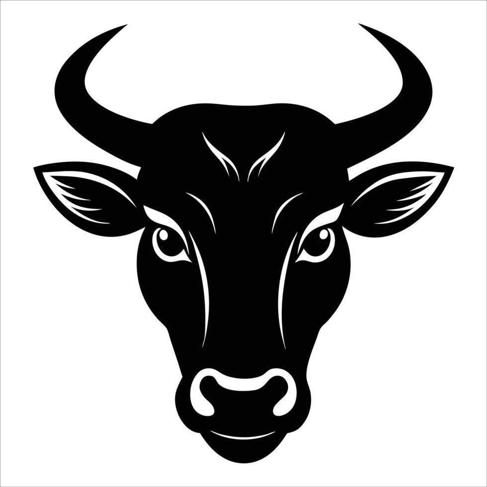 horned cow head sketch in bold black lines showcasing traditional livestock character rural animal strength farm culture and rustic heritage in minimalist artistic portrait vector