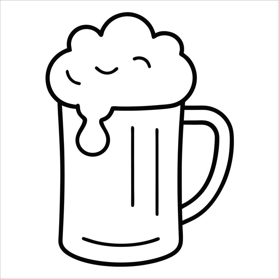 Beer mug in a modern continuous line art drawing style perfect for alcoholic drink branding party invitations and contemporary bar or pub promotional designs vector