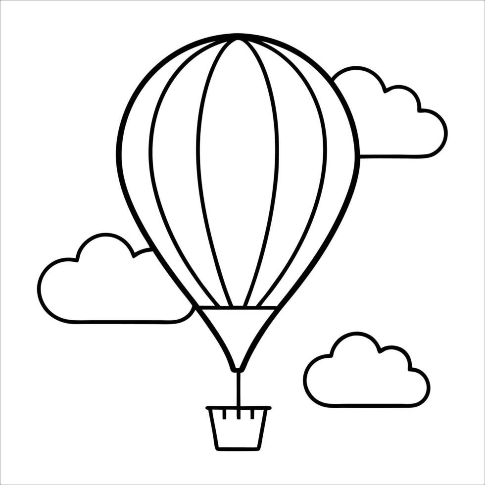 hot air balloon soaring gently through the cloudy sky evoking a sense of tranquility exploration joyful movement and dreamy freedom in a simple illustrative art form vector