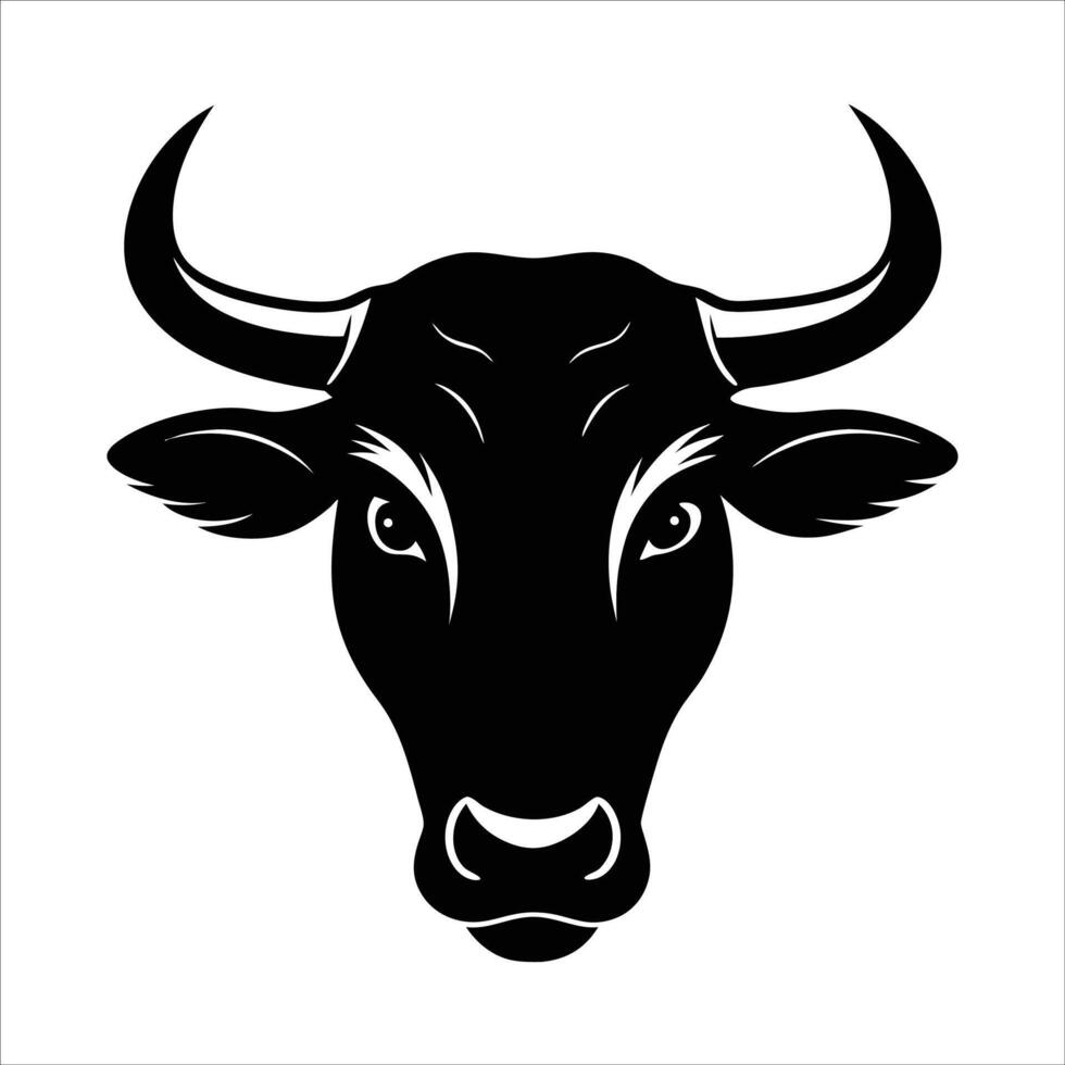 horned cow portrait featuring a detailed cow head in black sketch style showcasing rural farm animal identity strong character and rustic simplicity in line drawing vector