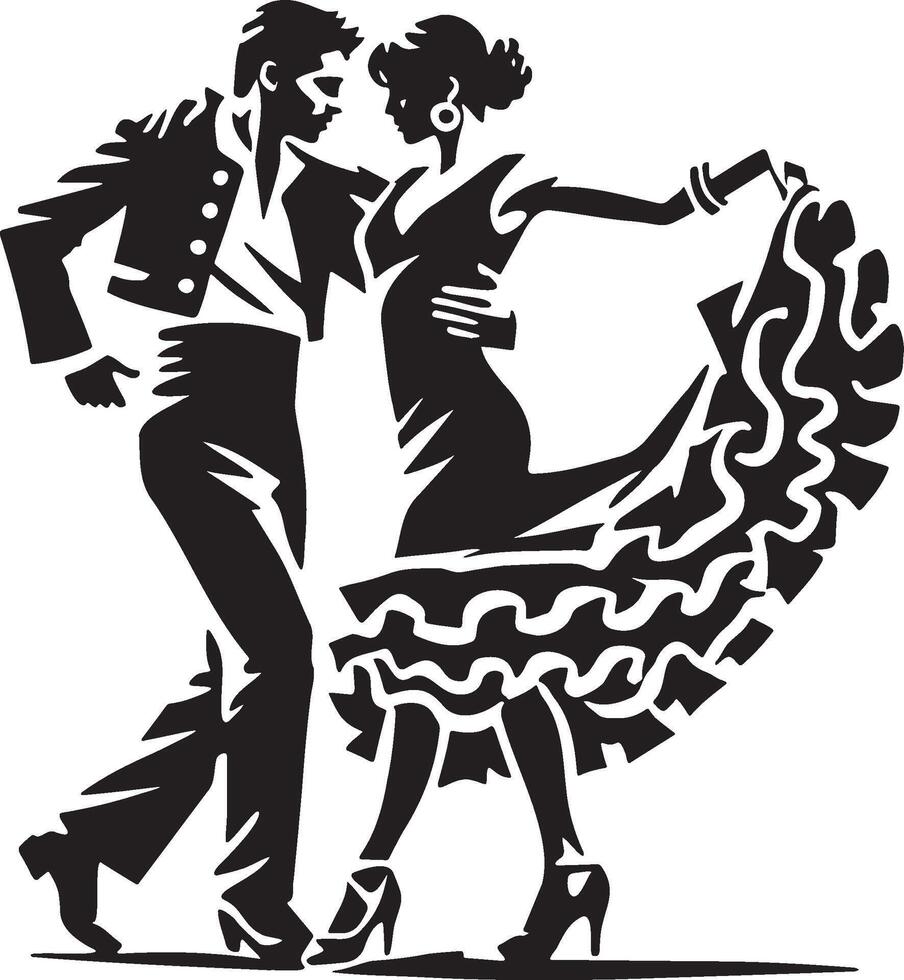 Two Spain Flamenco Dancers Dancing. vector