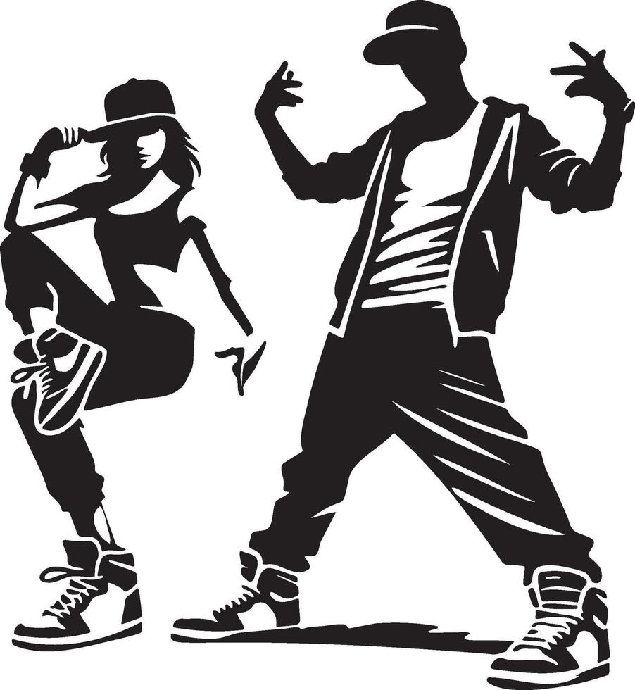Street Dance Man and Woman Posing. vector