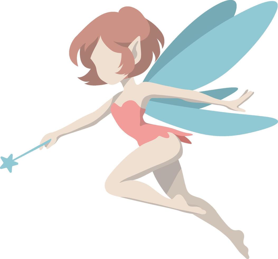 Sprite Fairy with Magin Wand Illustration. vector