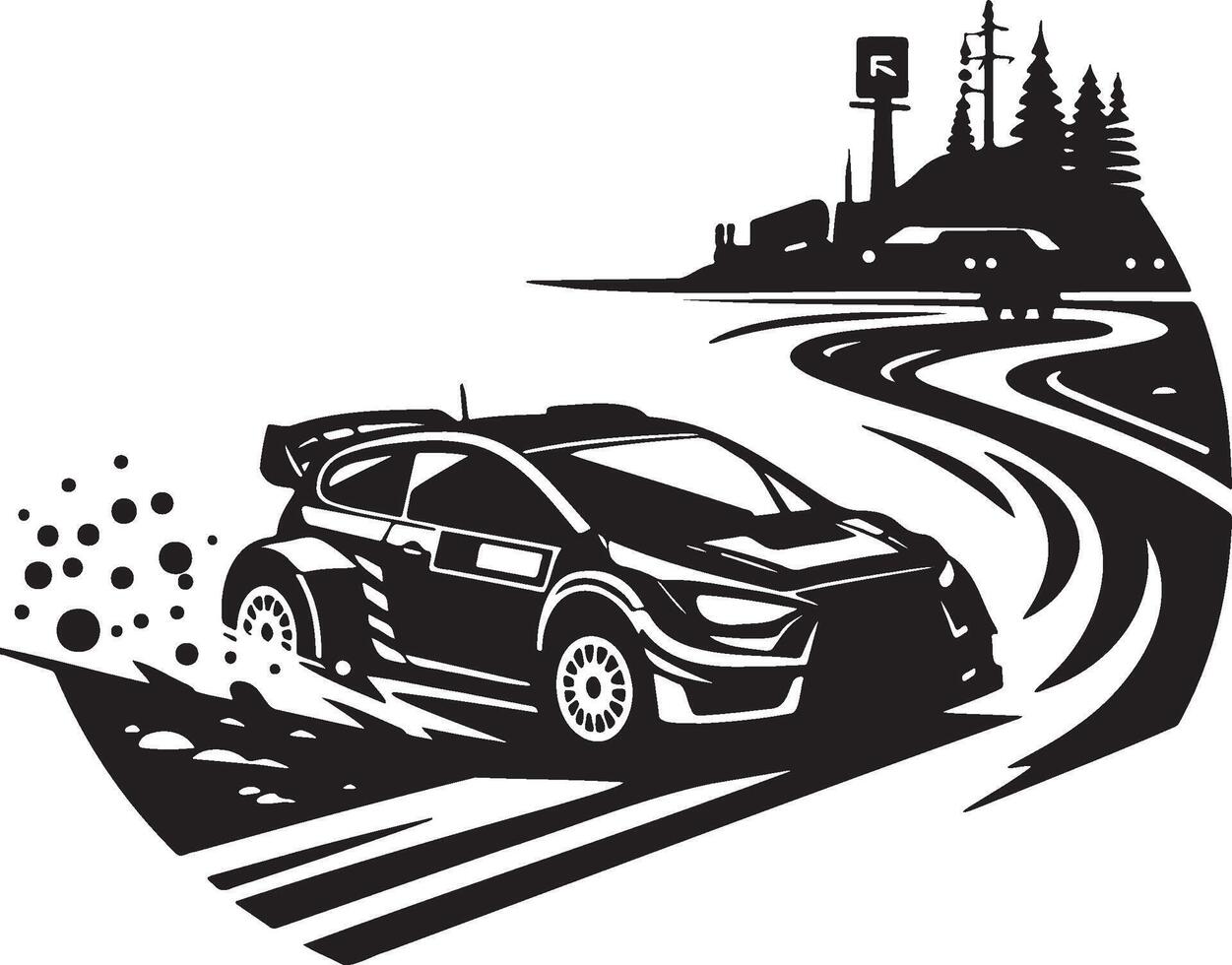 Rally Race Car Racing on The Dirt Illustration. vector