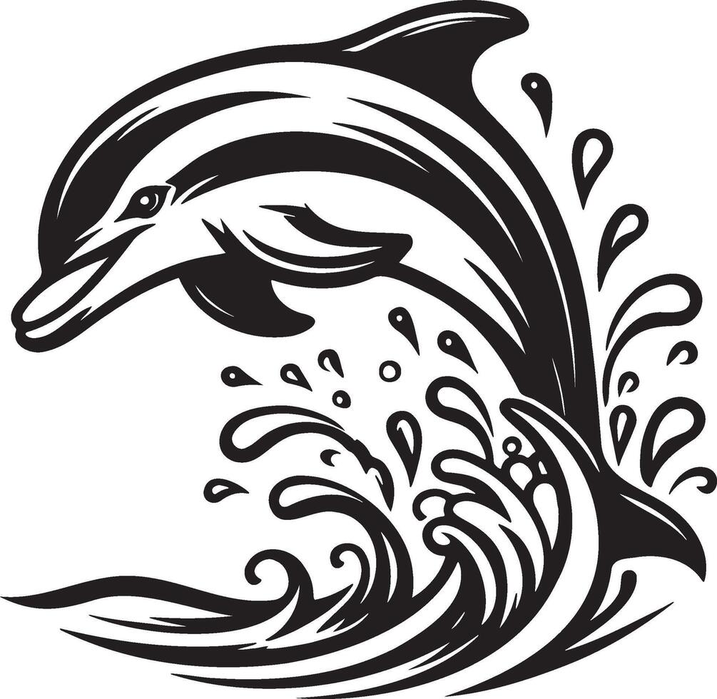 Dolphin Leaping Sketch Illustration. vector