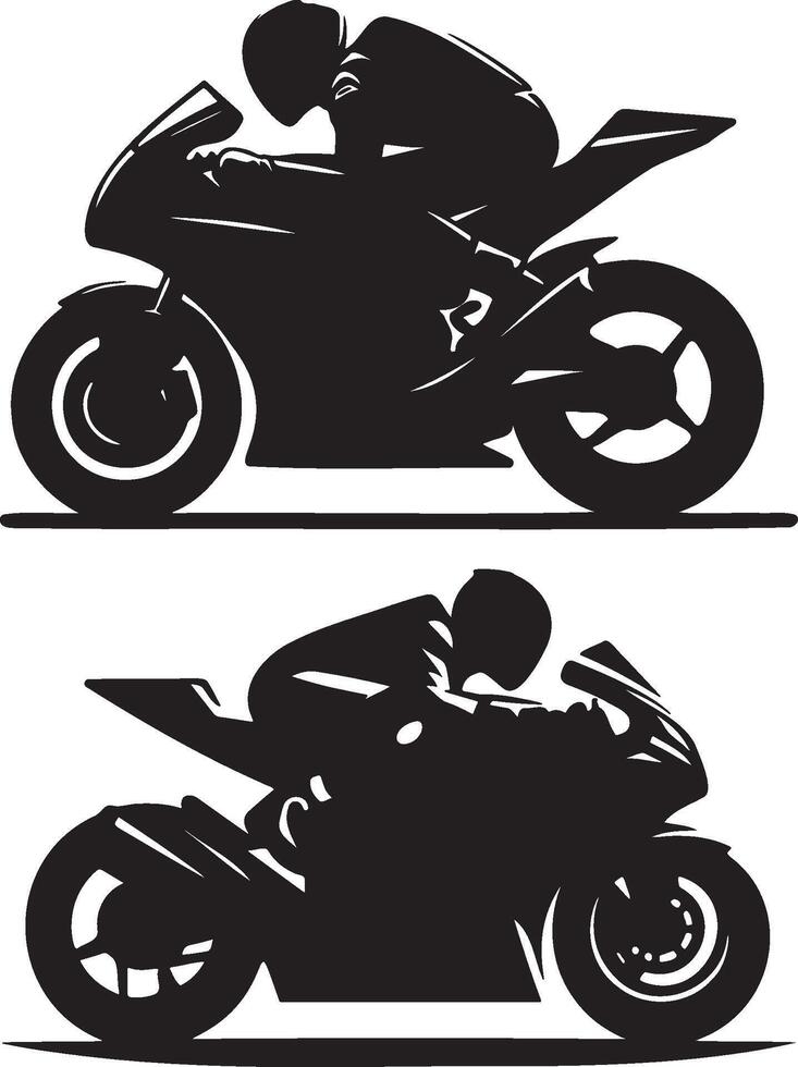 Motorcycle Racing Silhouette Illustration Set. vector