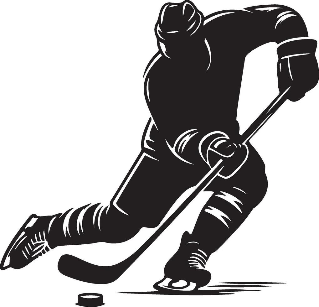 An Ice Hockey Player Silhouette. vector
