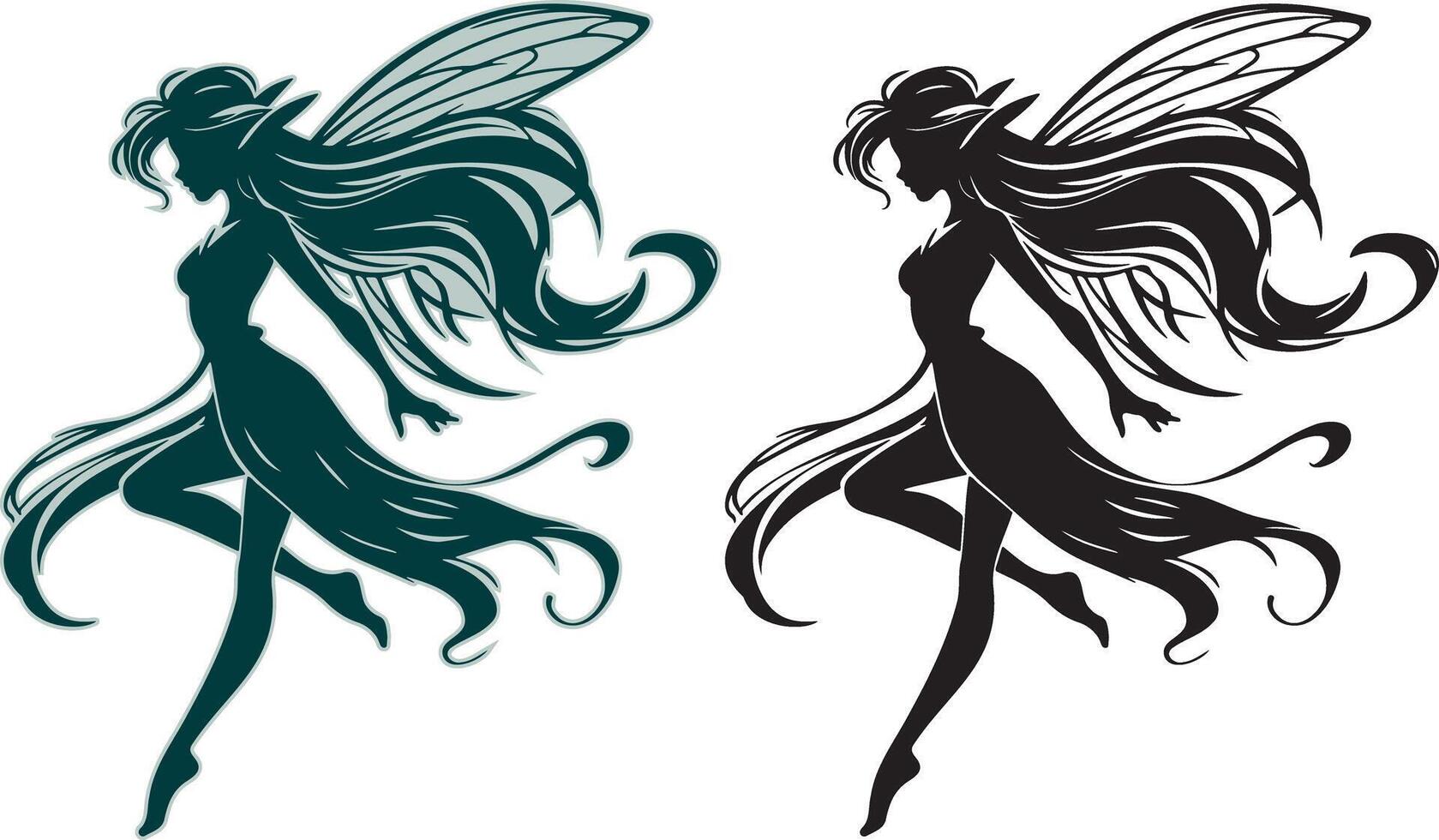 Sprite Fairy Silhouette Illustration. vector