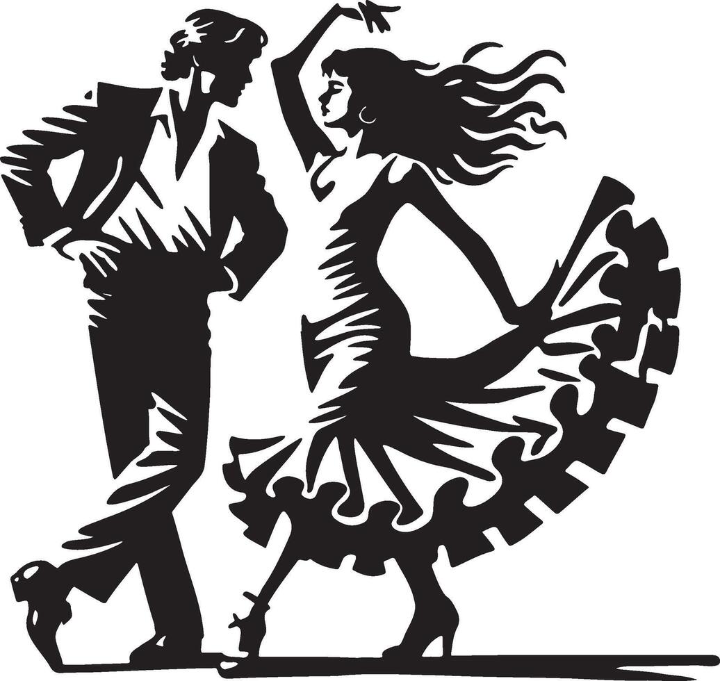 Flamenco Dancers Dancing Illustration. vector