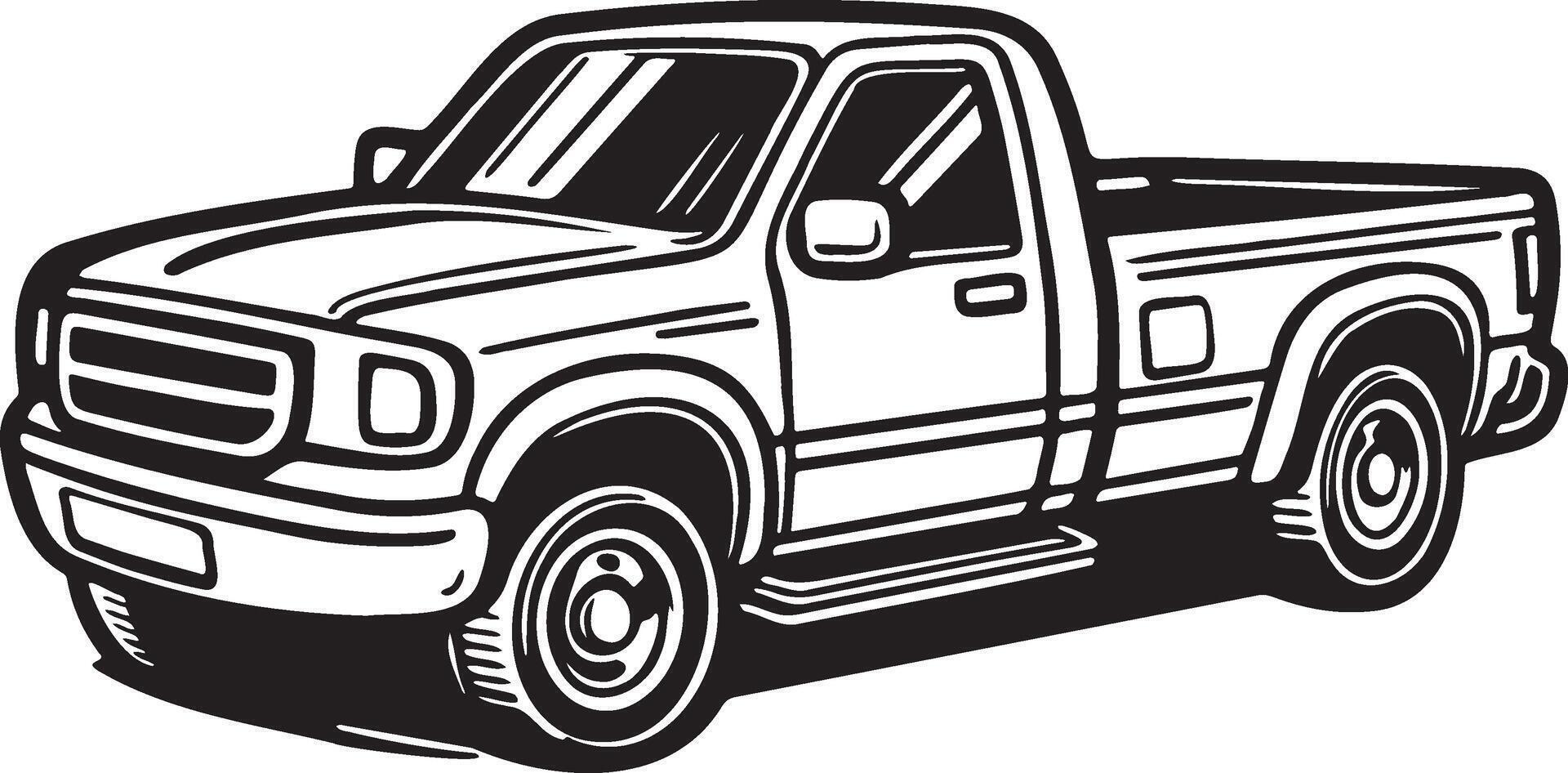 Pickup Truck Sketch Drawing. vector