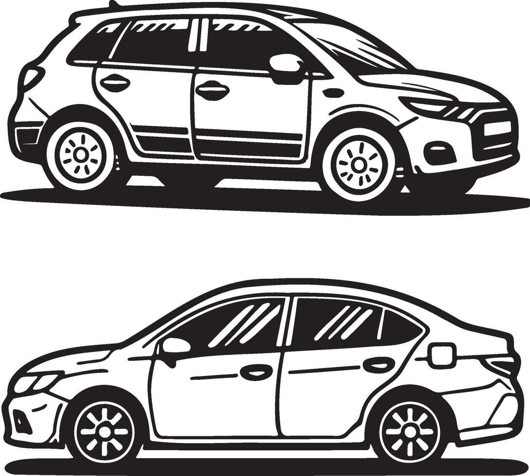 Sedan Car Sketch Drawing. vector