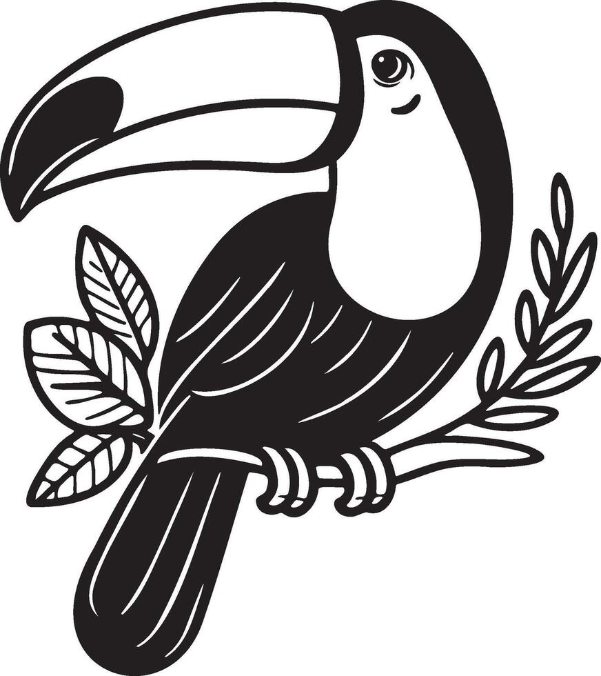 Toucan on Branch Sketch Illustration. vector