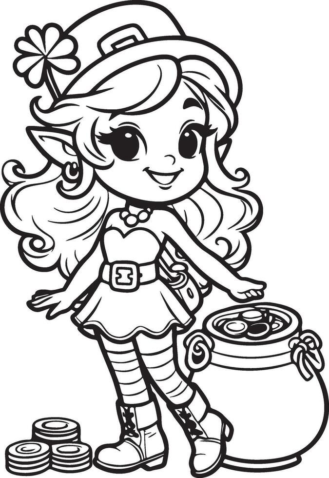 Leprechaun and Treasure Pot Illustration. vector