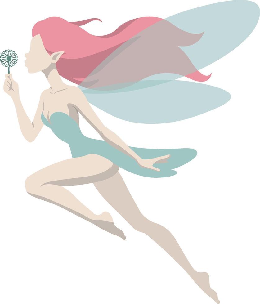 Sprite Fairy Flying anBlowing Pixie Illustration.d vector