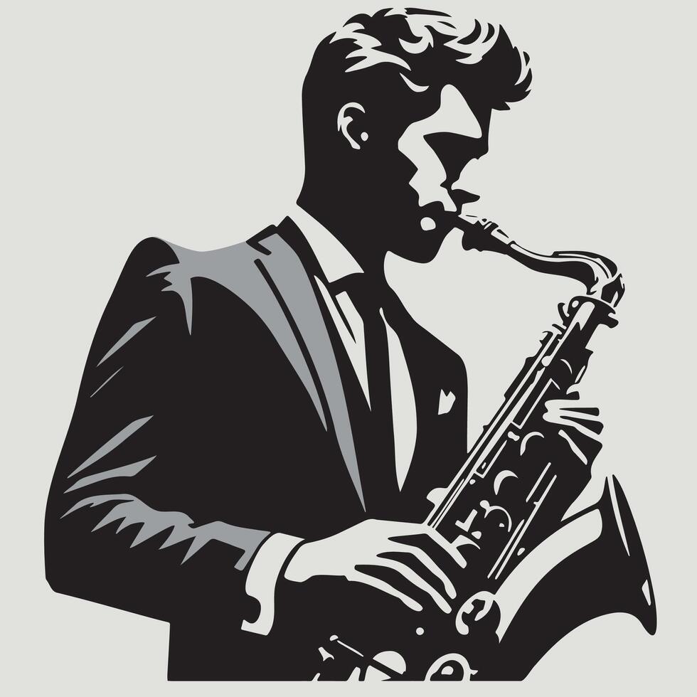 A Man Play Saxophone Illustration. vector