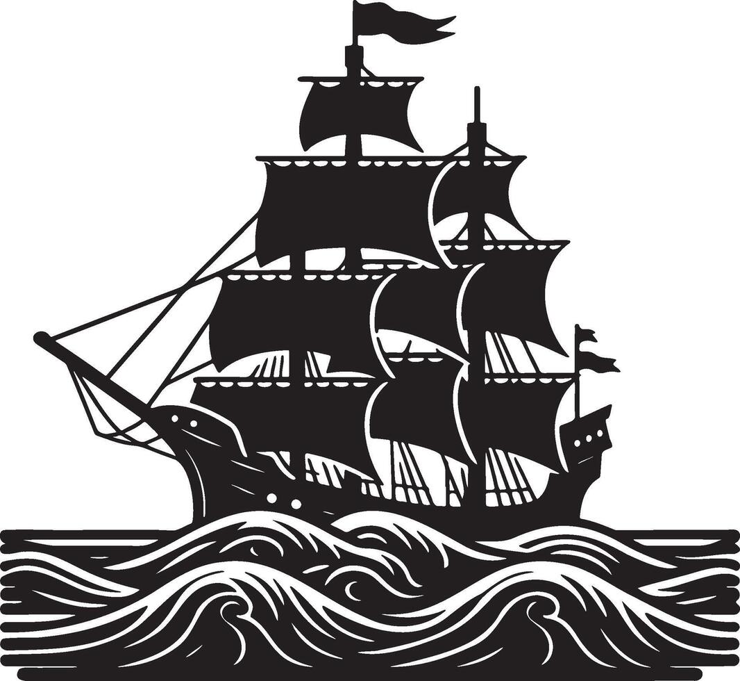 An Ancient Warship Illustration. vector