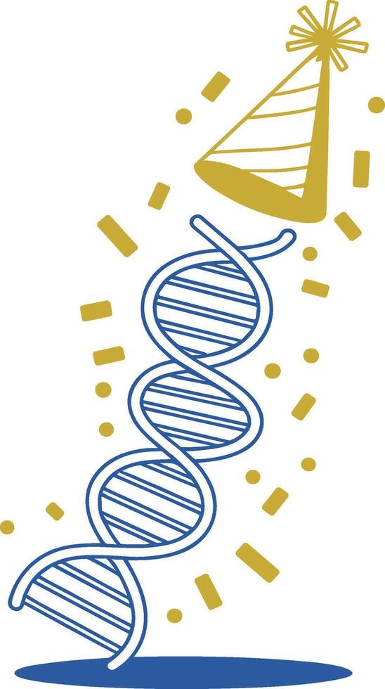 DNA Helix with Party Hat and Confetti Illustration vector