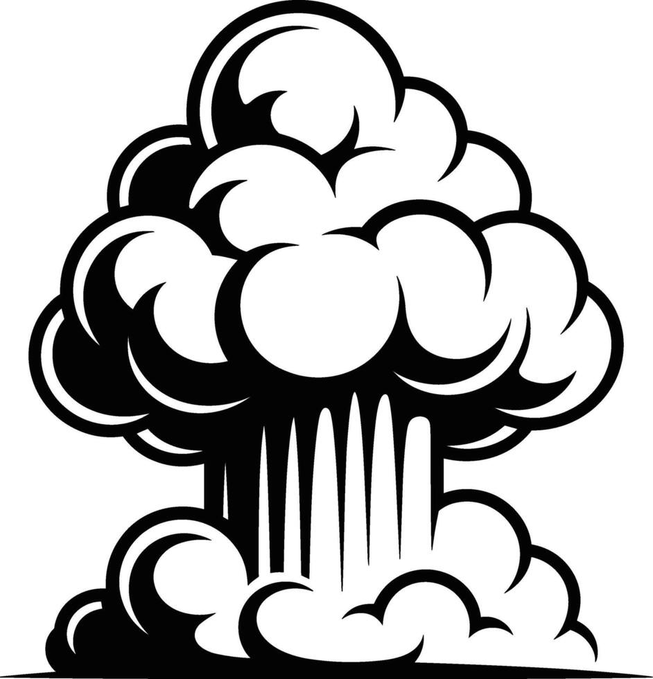 Stylized Silhouette of a Mushroom Cloud Explosion vector