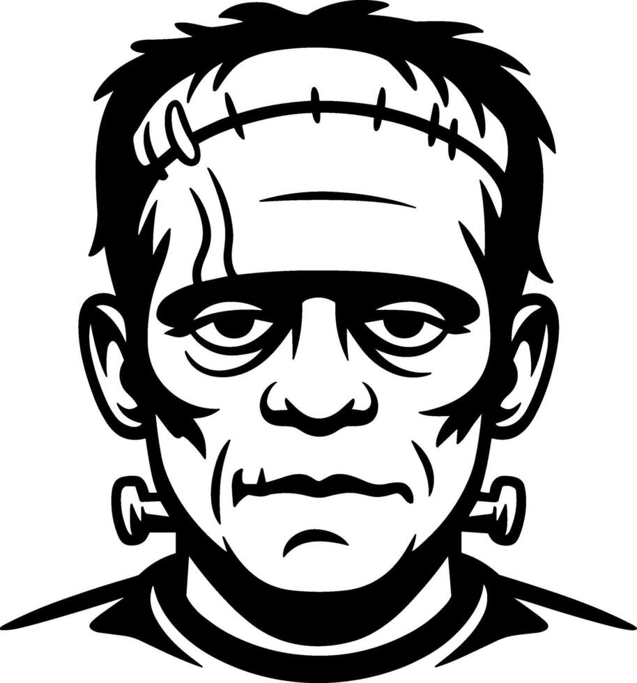 Frankenstein Monster Head with Stitched Face Illustration vector